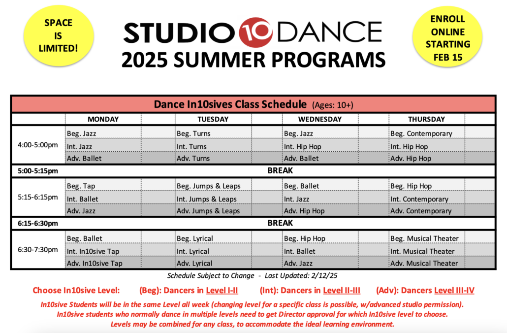 studio 10 dance summer programs