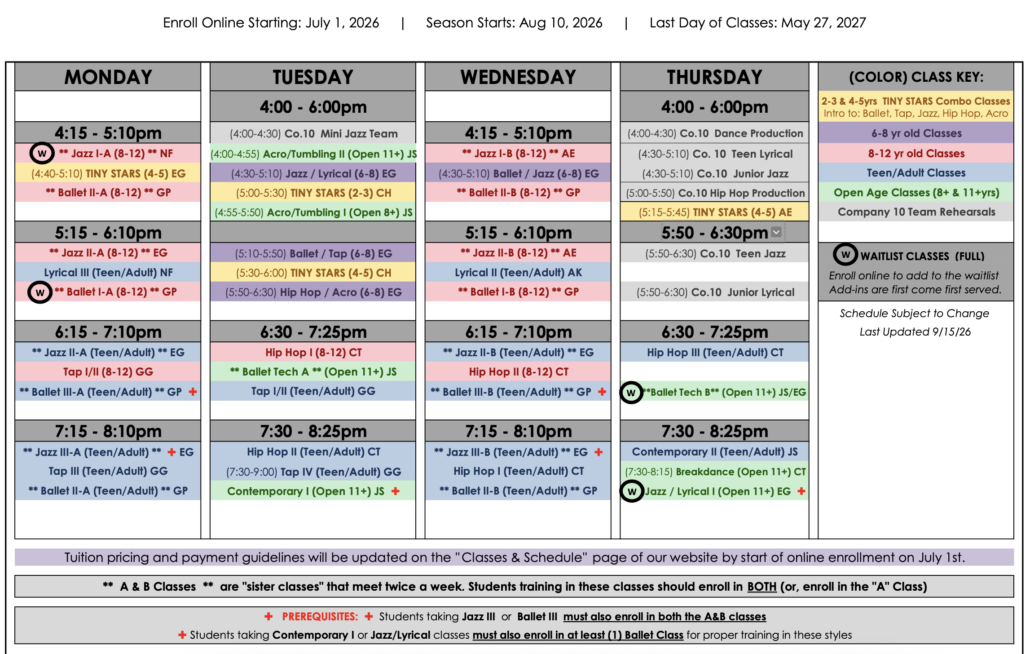 Studio 10 dance schedule screenshot 092=1626